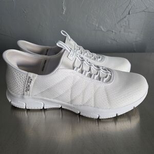 Skechers Slip-Ins Women's Lightweight White Iridescent Slip-On Sneakers